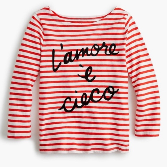 J. Crew L’amore è Cieco red and white striped boatneck 3/4 sleeve top, Large - Picture 12 of 12